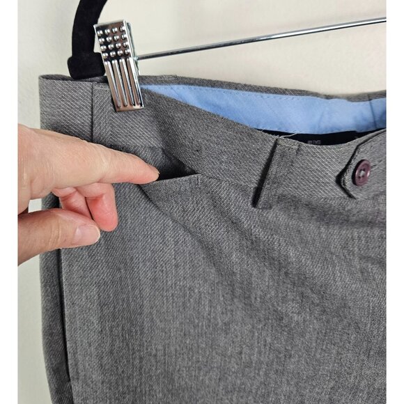 Tommy Hillfiger Mens Gray Dress Pants W36 X L32 Flat Front Buttoned Back Pockets - Picture 4 of 10